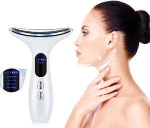 全城熱賣, Face Massager (White) Neck Lift Device EMS LED Photon Ultrasonic  Anti Aging Wrinkle Skin Tightening